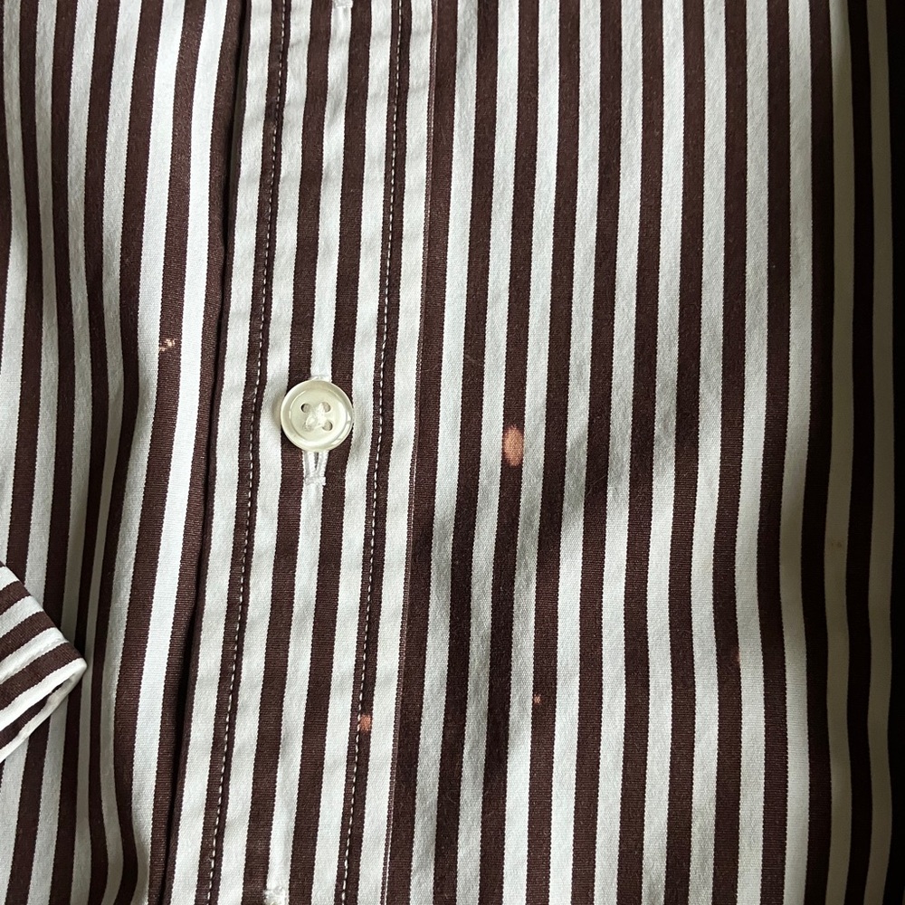 Ralph Lauren Women’s Striped Button-Down Shirt — White & Brown - Picture 5 of 6